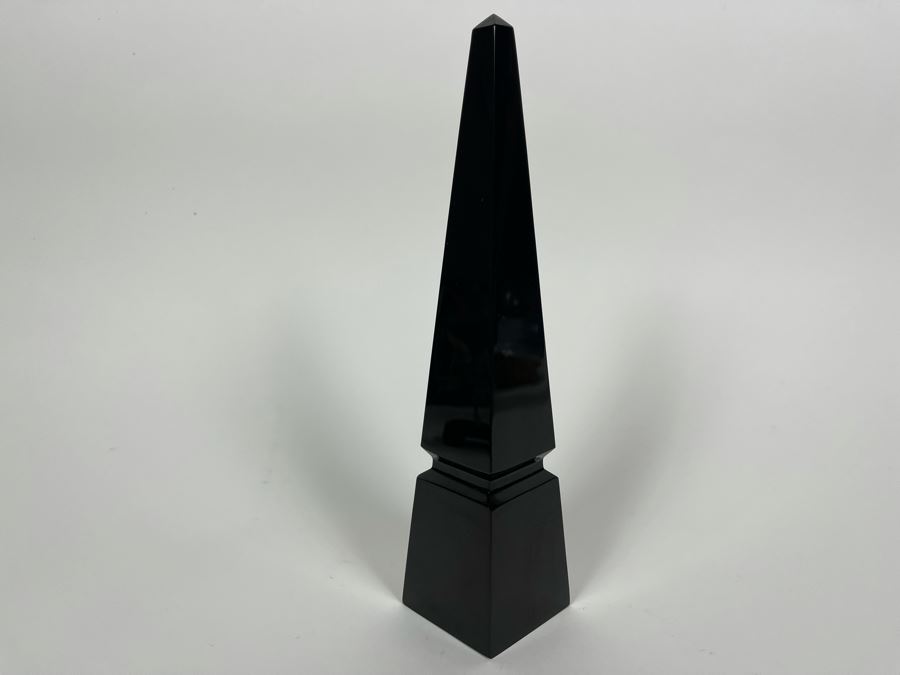 Baccarat France Black Crystal Obelisk Sculpture 10H [Photo 5]