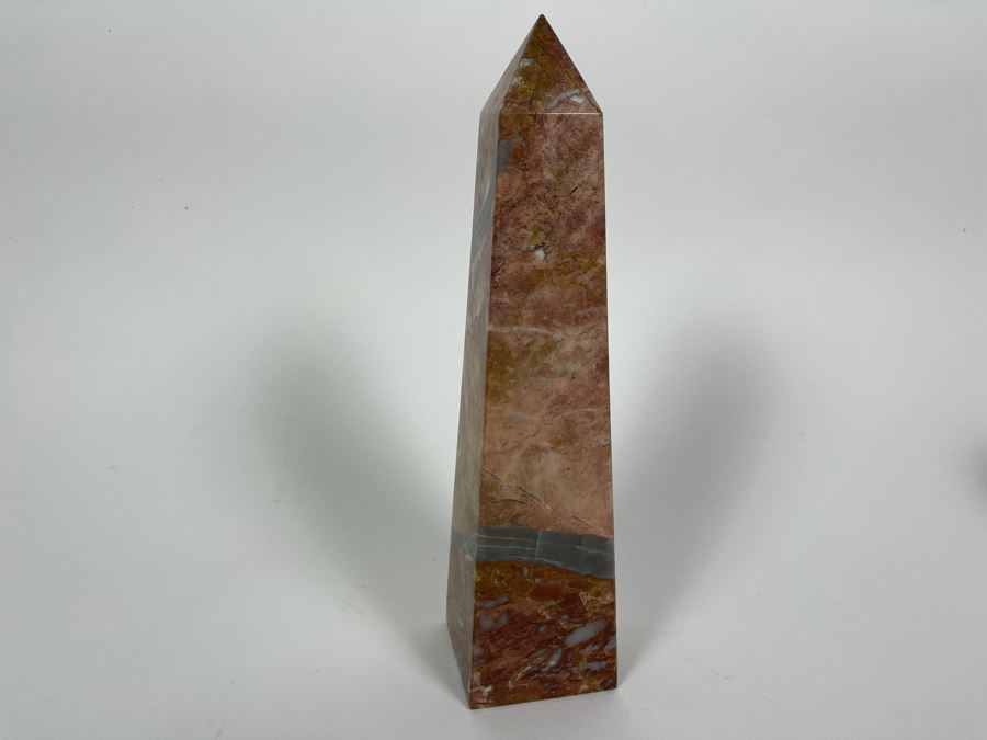 Carved Marble Obelisk Sculpture 10H [Photo 6]