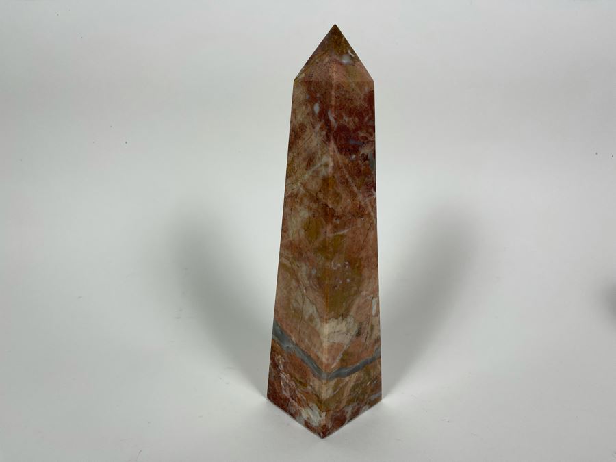 Carved Marble Obelisk Sculpture 10H [Photo 5]