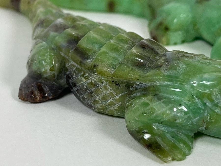 Pair Of Carved Green Stone Crocodiles Alligators [Photo 14]