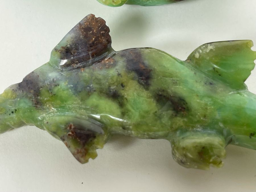 Pair Of Carved Green Stone Crocodiles Alligators [Photo 16]