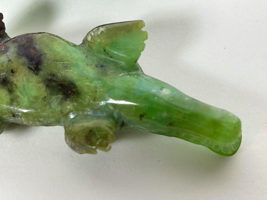 Pair Of Carved Green Stone Crocodiles Alligators [Photo 17]