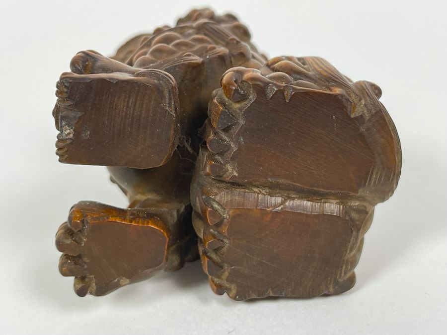 Finely Hand Carved Asian Wooden Foo Dog Figurine 2.5'H [Photo 9]