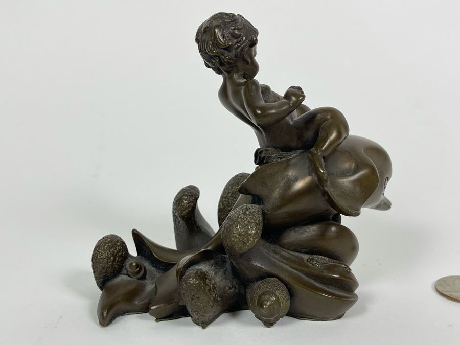 Giovanni Schoeman Bronze Of Boy Riding Dolphin 1977 5.5W X 4.5H [Photo 6]