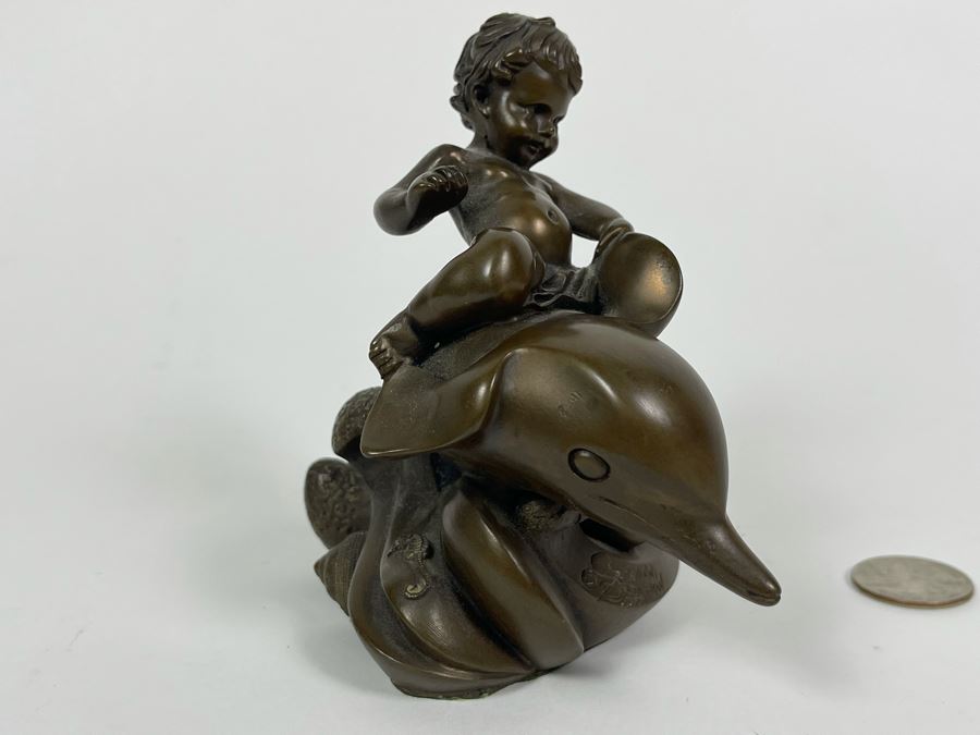 Giovanni Schoeman Bronze Of Boy Riding Dolphin 1977 5.5W X 4.5H [Photo 8]