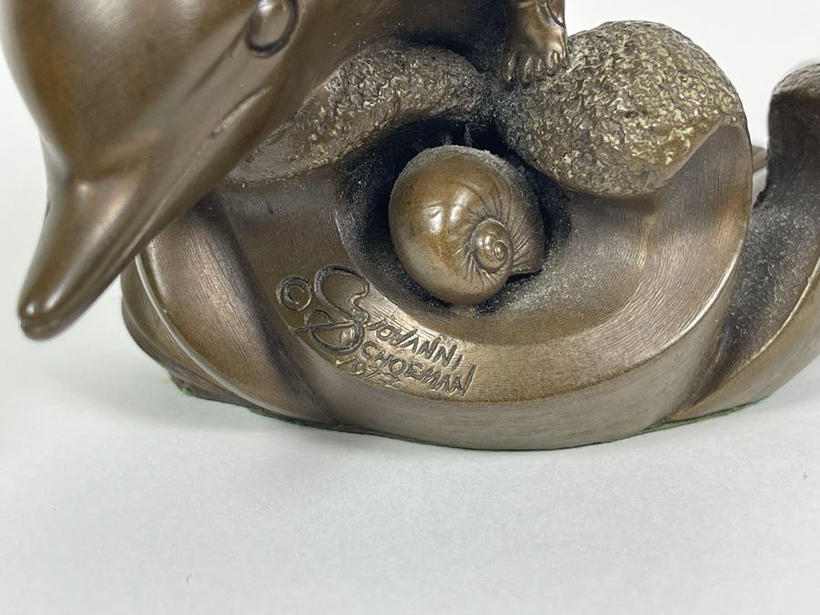 Giovanni Schoeman Bronze Of Boy Riding Dolphin 1977 5 5W X 4 5H Giovanni Schoeman Bronze Of Boy Riding Dolphin 1977 5 5W X 4 5H