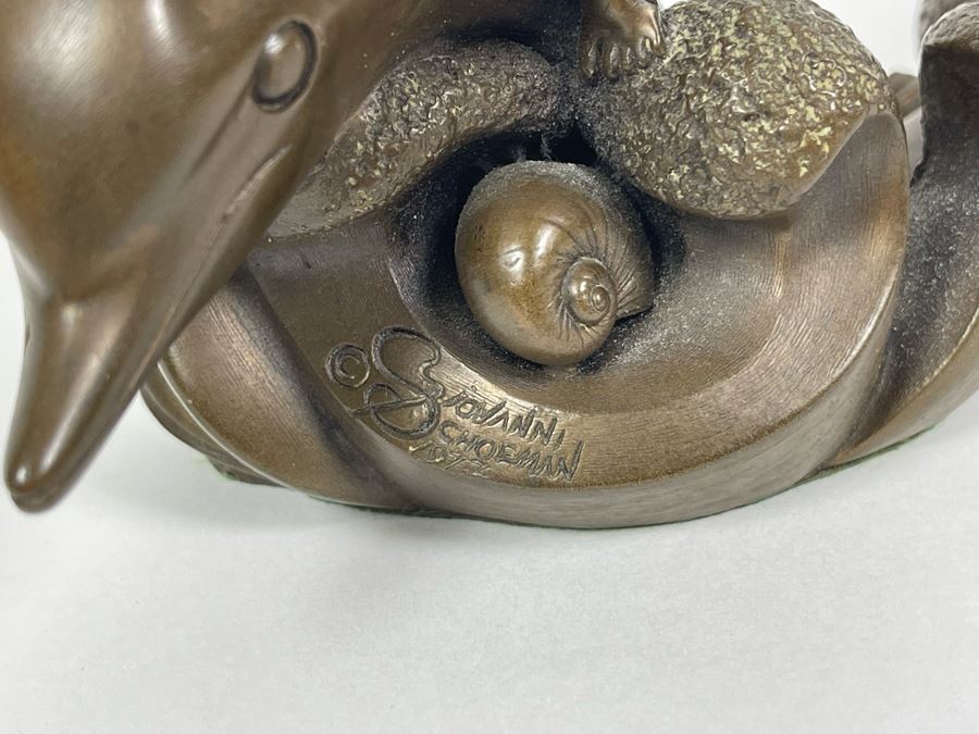 Giovanni Schoeman Bronze Of Boy Riding Dolphin 1977 5.5W X 4.5H [Photo 3]