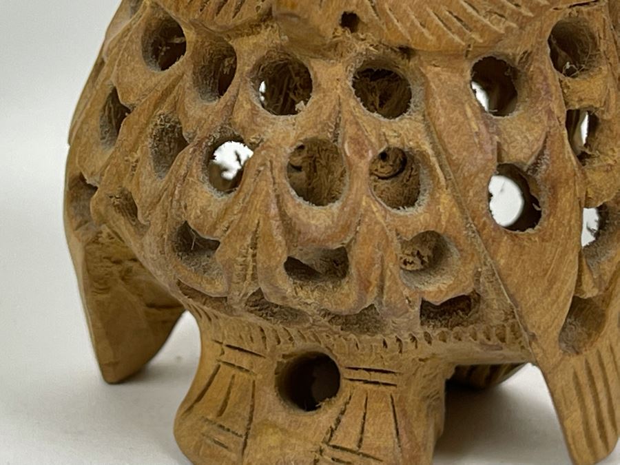 Large Hand Carved Owl Scupture 8H, Small Carved Cat Sculpture 3.5H And Carved Wooden Owl Within An Owl Sculpture 2.5H [Photo 15]