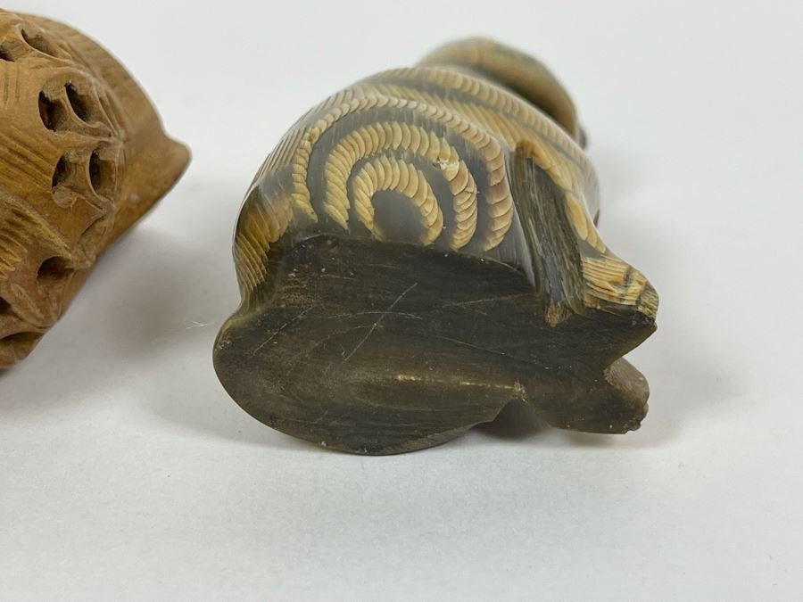 Large Hand Carved Owl Scupture 8H, Small Carved Cat Sculpture 3.5H And Carved Wooden Owl Within An Owl Sculpture 2.5H [Photo 12]