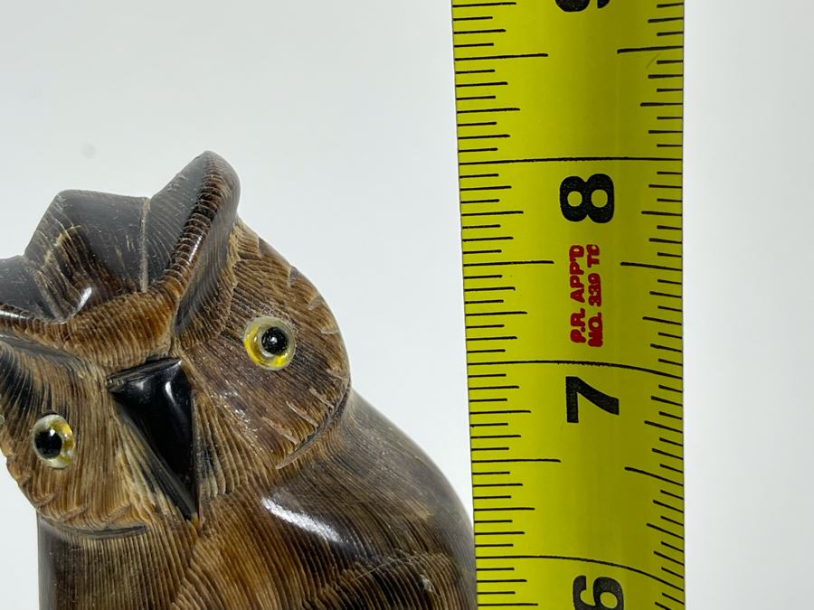 Large Hand Carved Owl Scupture 8H, Small Carved Cat Sculpture 3.5H And Carved Wooden Owl Within An Owl Sculpture 2.5H [Photo 13]