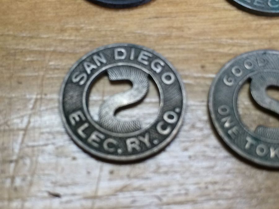 San Diego Elec Ry Co Good for One Token Fare Tokens [Photo 2]