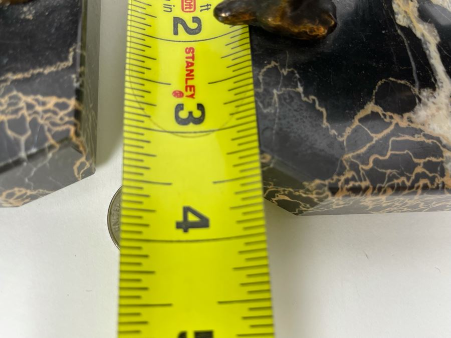 Pair Of Art Deco Metal Panthers On Marble Bases 8W X 3.5D X 4H [Photo 15]