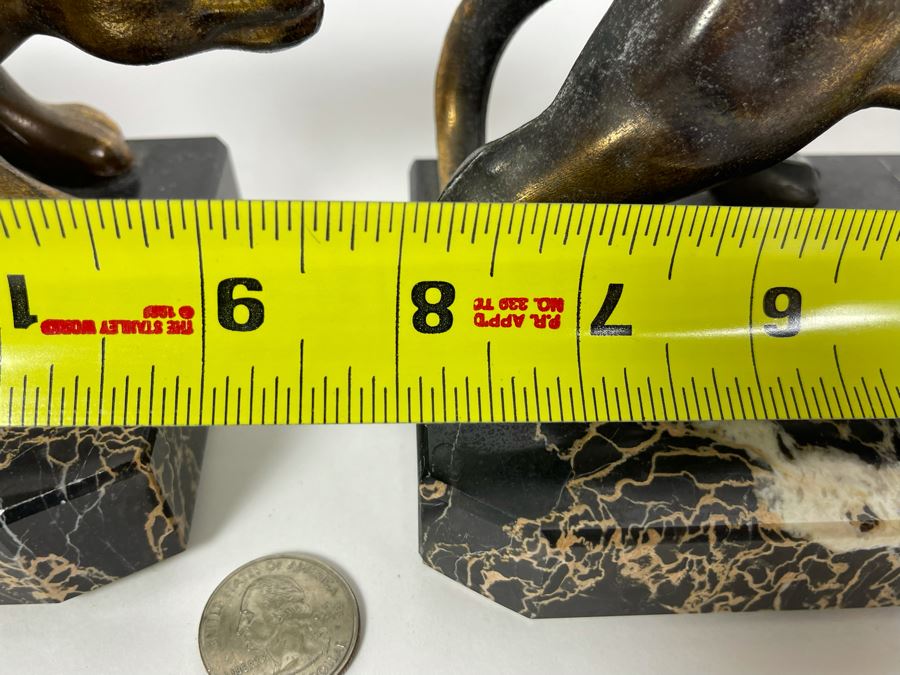 Pair Of Art Deco Metal Panthers On Marble Bases 8W X 3.5D X 4H [Photo 14]