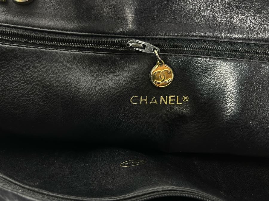 Chanel Black Leather Tote Handbag 14 X 13 [Photo 9]