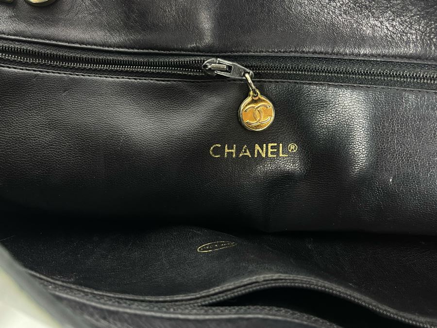Chanel Black Leather Tote Handbag 14 X 13 [Photo 8]