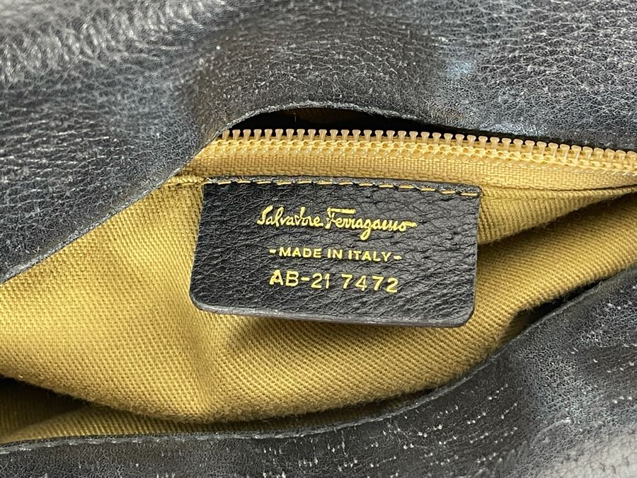 Salvatore Ferragamo Leather Handbag With Dust Cover 16W X 10H [Photo 11]