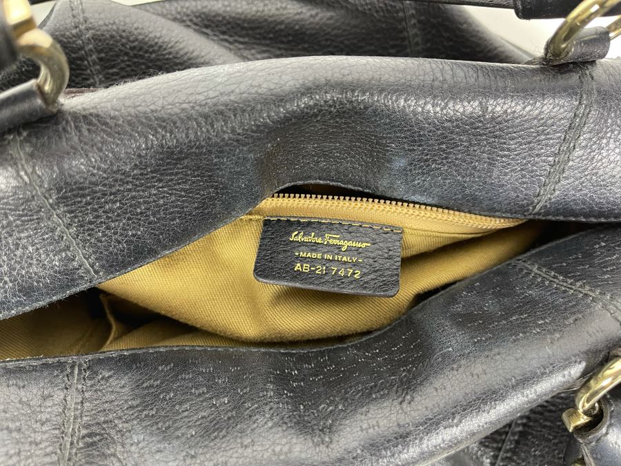Salvatore Ferragamo Leather Handbag With Dust Cover 16W X 10H [Photo 10]