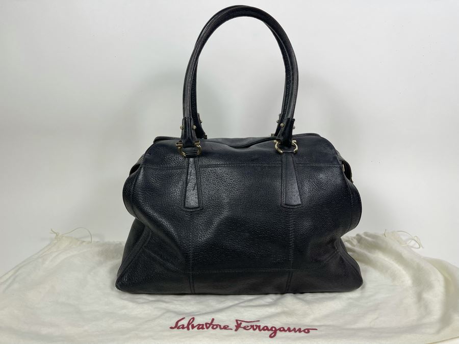 Salvatore Ferragamo Leather Handbag With Dust Cover 16W X 10H