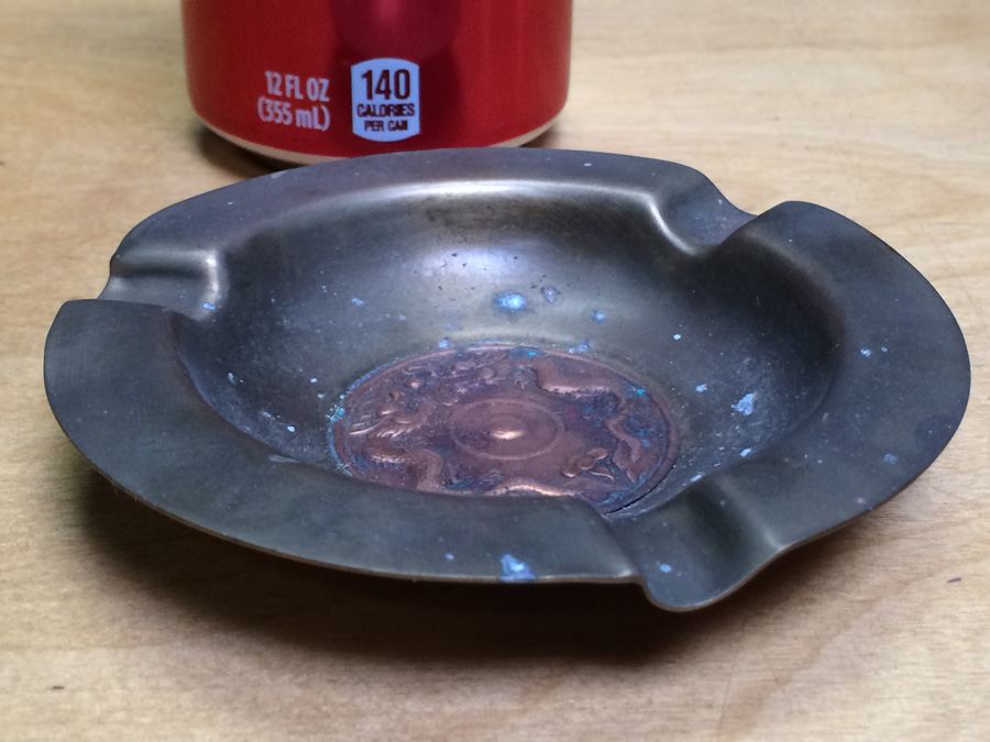 Vintage Brass and Copper Chinese Ashtray with Dragons [Photo 1]