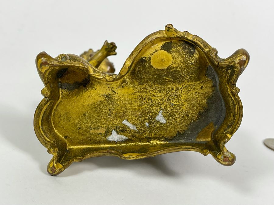 Antique French Working Mechanical Desk Clock With A Figure Of A Boy Gilded Bronze Metal MSB MFG CO 4.5W X 3.25D X 7H [Photo 12]