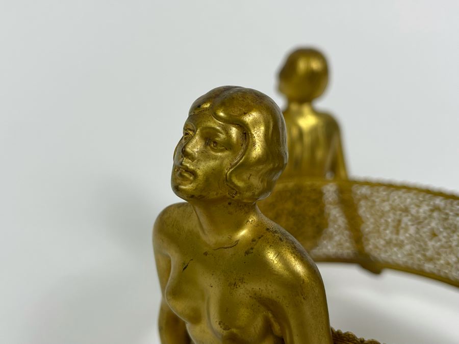 Art Deco Stand Of Three Gilt Metal Women Supporting Stand From Germany 9W X 4.5H [Photo 11]