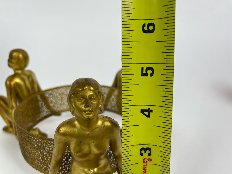 Art Deco Stand Of Three Gilt Metal Women Supporting Stand From Germany 9W X 4.5H [Photo 15]