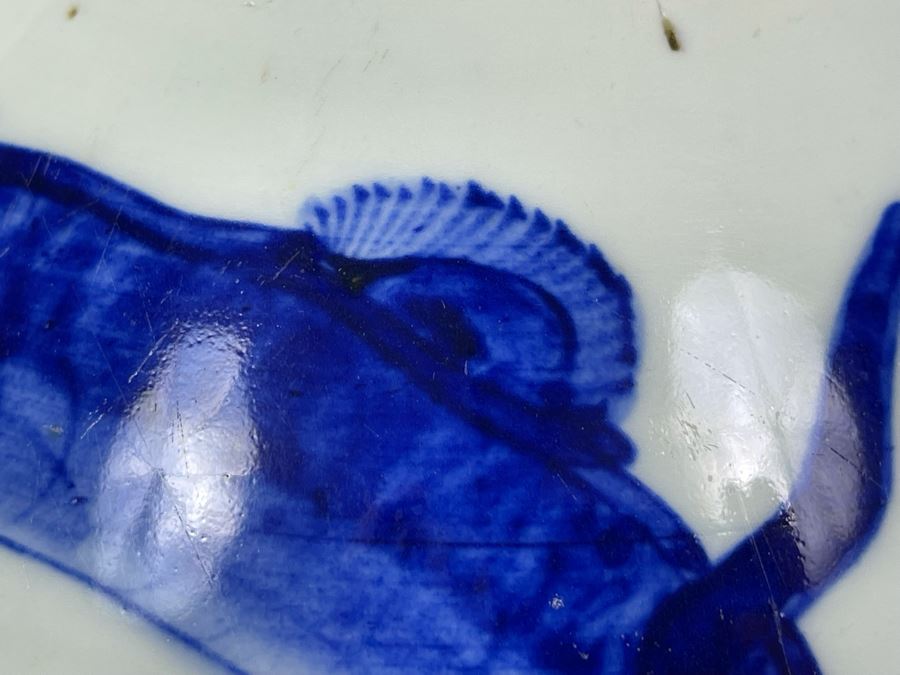 Antique Chinese Blue And White Finely Painted Dragon Porcelain Vase 13.5H [Photo 11]