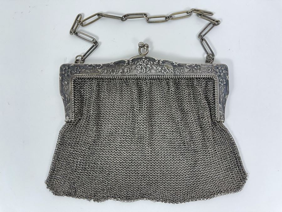 Vintage Sterling Silver Mesh Purse Handbag 178.3g [Photo 1]