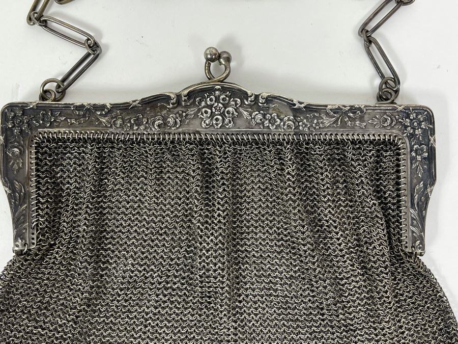 Vintage Sterling Silver Mesh Purse Handbag 178.3g [Photo 6]