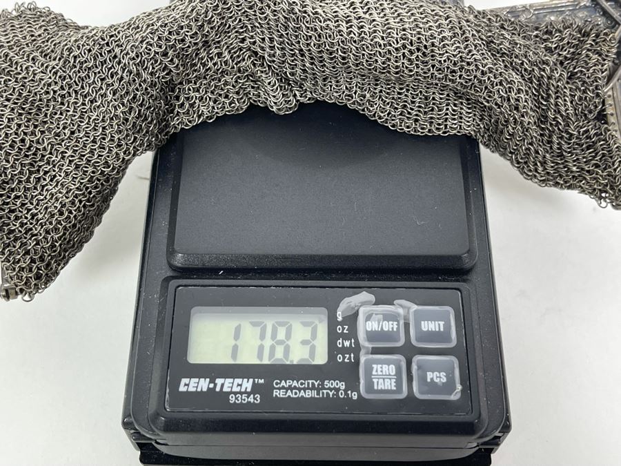 Vintage Sterling Silver Mesh Purse Handbag 178.3g [Photo 9]