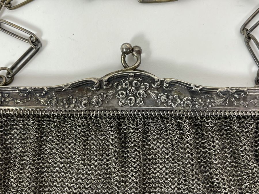 Vintage Sterling Silver Mesh Purse Handbag 178.3g [Photo 5]