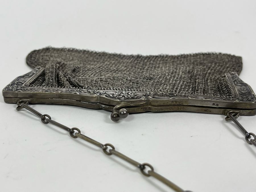 Vintage Sterling Silver Mesh Purse Handbag 178.3g [Photo 7]