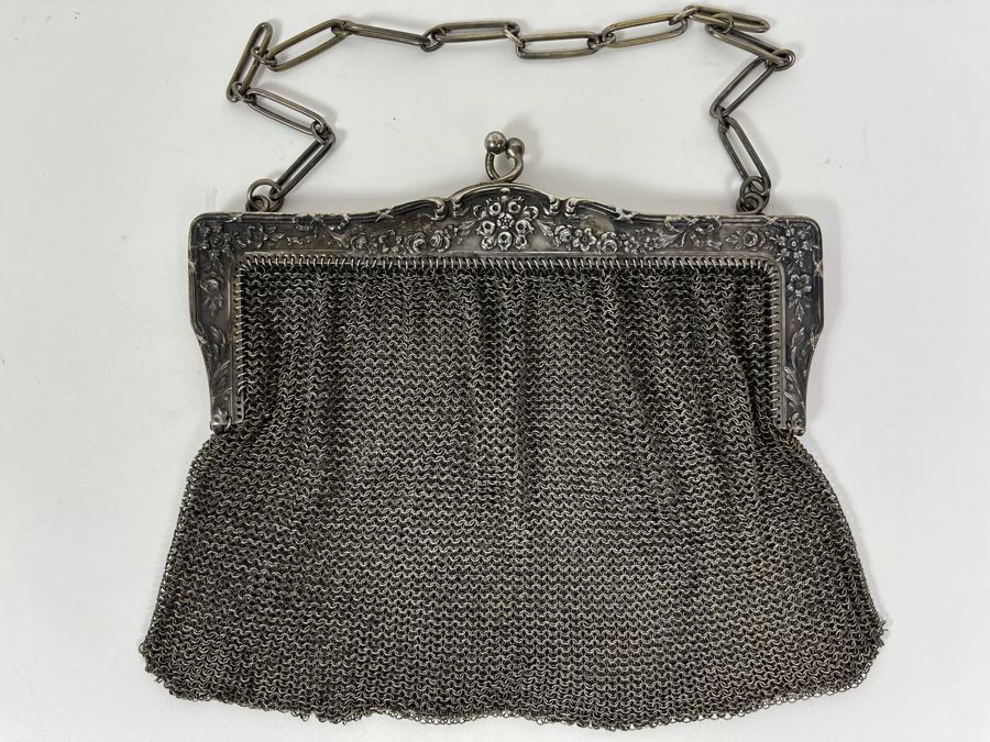 Vintage Sterling Silver Mesh Purse Handbag 178.3g