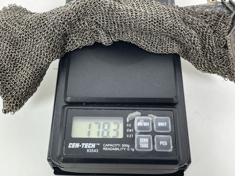 Vintage Sterling Silver Mesh Purse Handbag 178.3g [Photo 8]