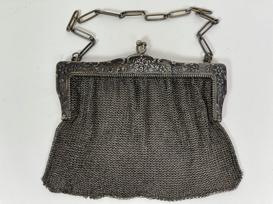 Vintage Sterling Silver Mesh Purse Handbag 178.3g [Photo 3]