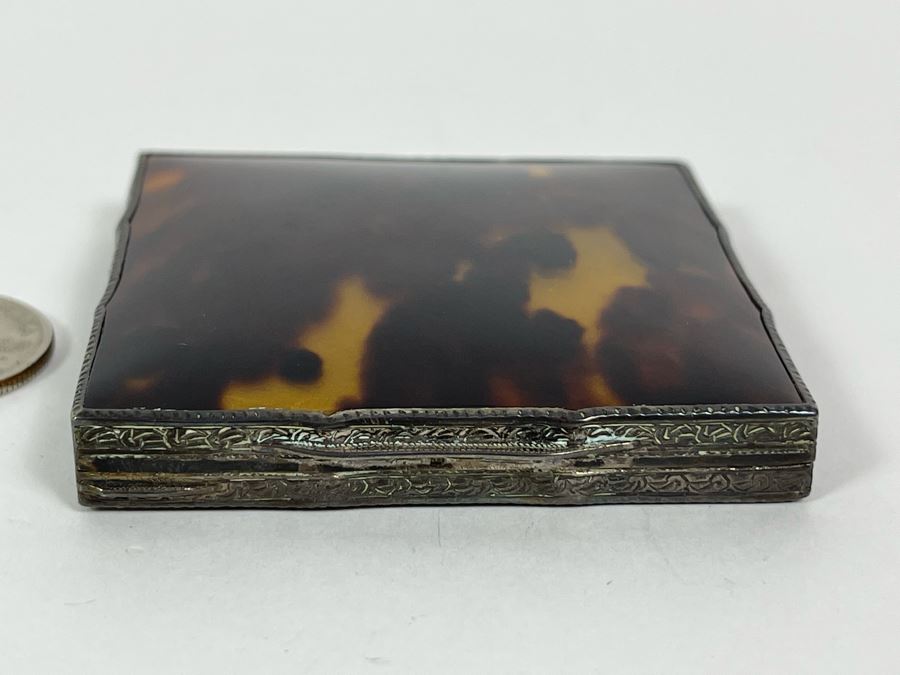 Fine Antique Sterling Silver Ladies Compact 2.5 X 2.5 [Photo 4]