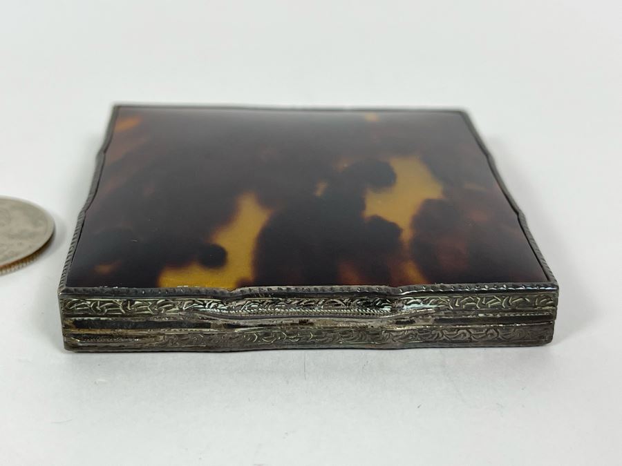 Fine Antique Sterling Silver Ladies Compact 2.5 X 2.5 [Photo 3]