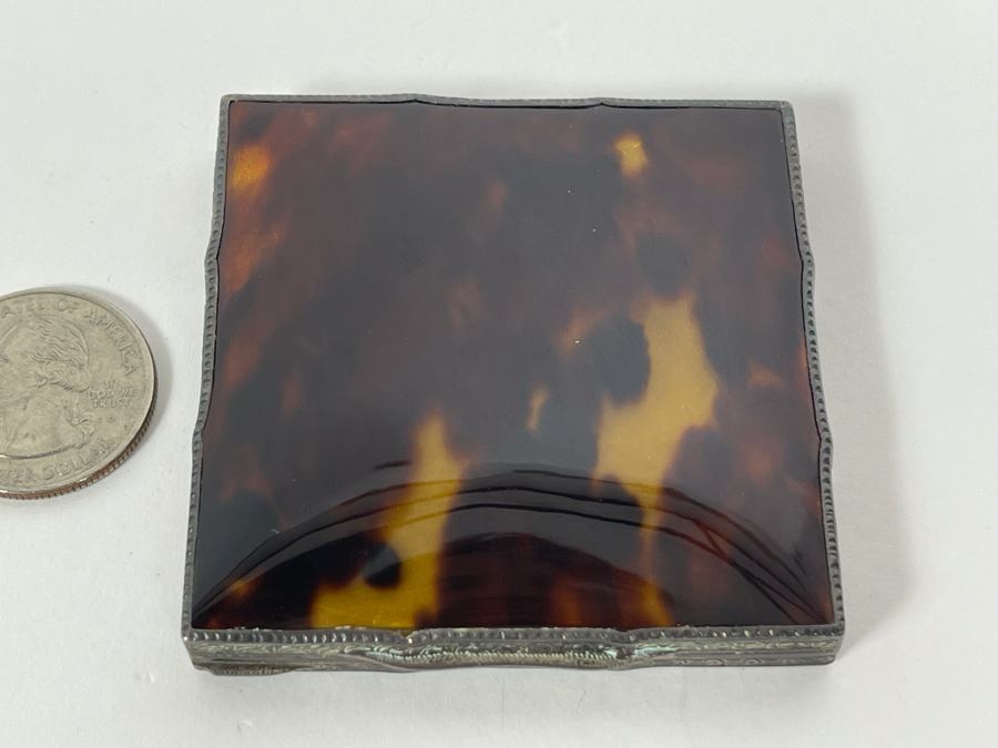 Fine Antique Sterling Silver Ladies Compact 2.5 X 2.5 [Photo 5]