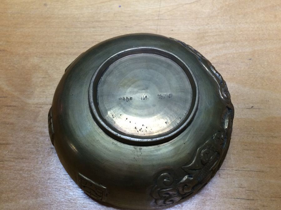 Vintage Chinese Brass Bowl and Plate [Photo 15]