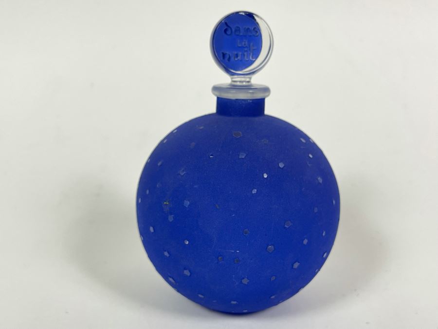 Lalique France Dans La Nuit Blue Perfume Bottle With Star Moon Stopper 5.5H [Photo 2]
