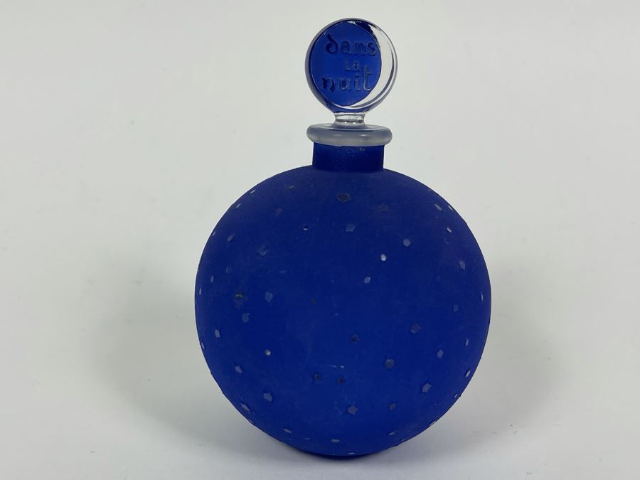 Lalique France Dans La Nuit Blue Perfume Bottle With Star Moon Stopper 5.5H [Photo 1]