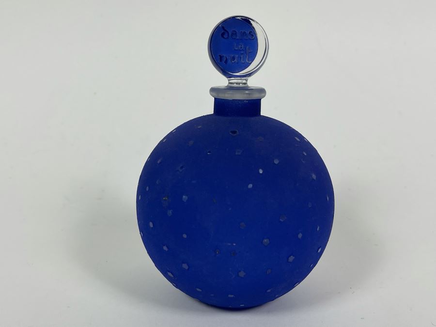 Lalique France Dans La Nuit Blue Perfume Bottle With Star Moon Stopper 5.5H [Photo 3]