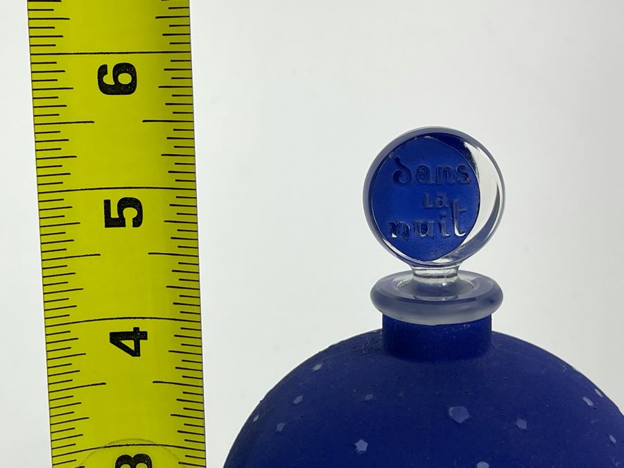Lalique France Dans La Nuit Blue Perfume Bottle With Star Moon Stopper 5.5H [Photo 10]