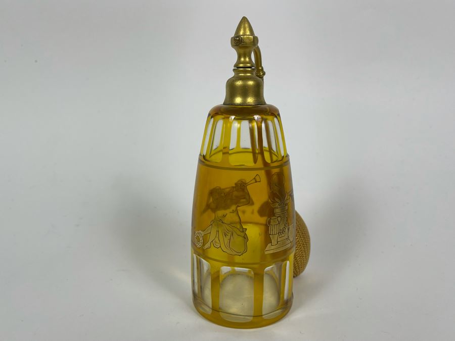 Vintage Gold Painted Perfume Bottle 7H [Photo 3]