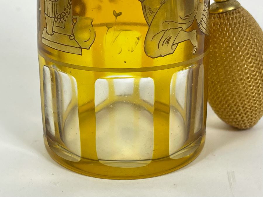 Vintage Gold Painted Perfume Bottle 7H [Photo 7]