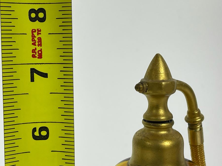 Vintage Gold Painted Perfume Bottle 7H [Photo 9]