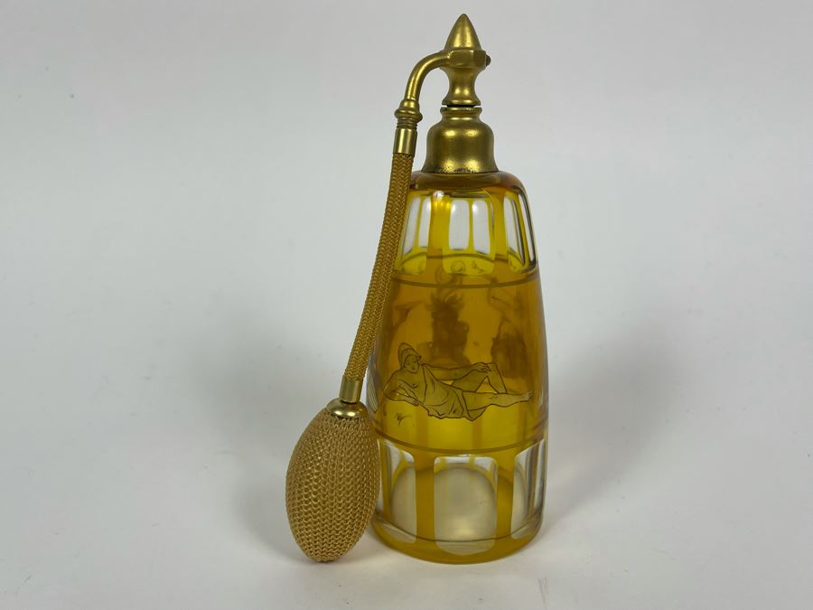 Vintage Gold Painted Perfume Bottle 7H [Photo 4]