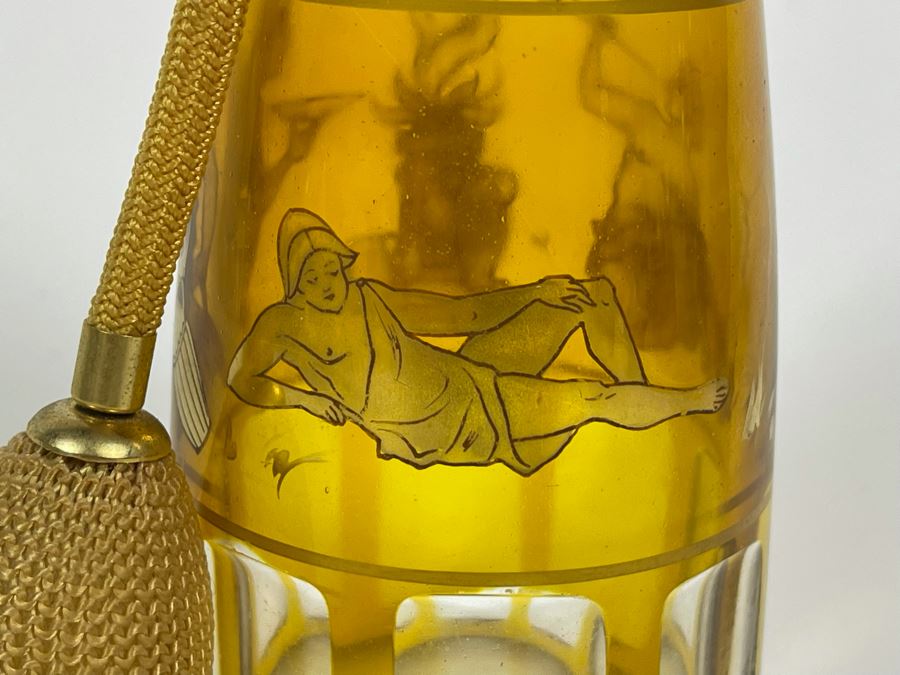 Vintage Gold Painted Perfume Bottle 7H [Photo 5]