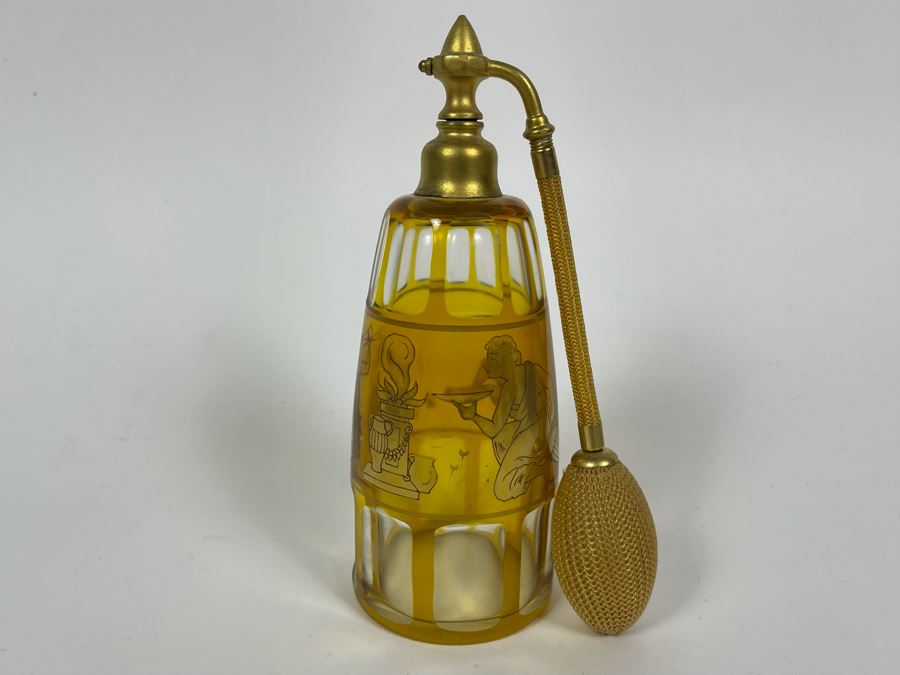 Vintage Gold Painted Perfume Bottle 7H [Photo 2]