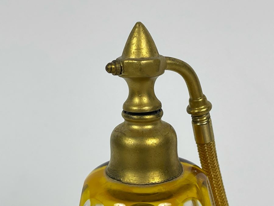 Vintage Gold Painted Perfume Bottle 7H [Photo 8]
